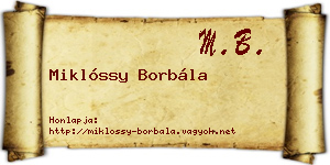 Miklóssy Borbála névjegykártya